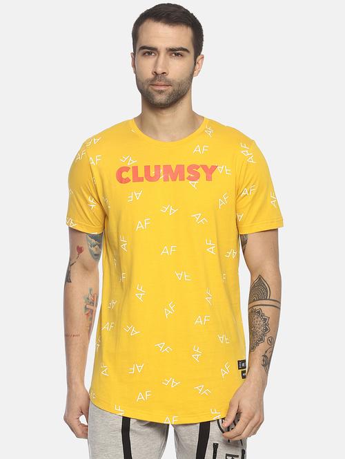 yellow typographic print t-shirt - 16803091 - Very Small Image - 1
