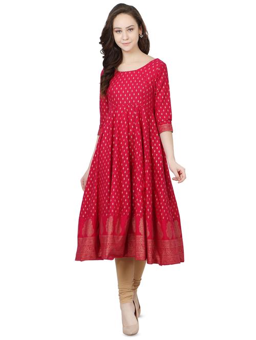 gold print anarkali kurta - 16803942 - Very Small Image - 1