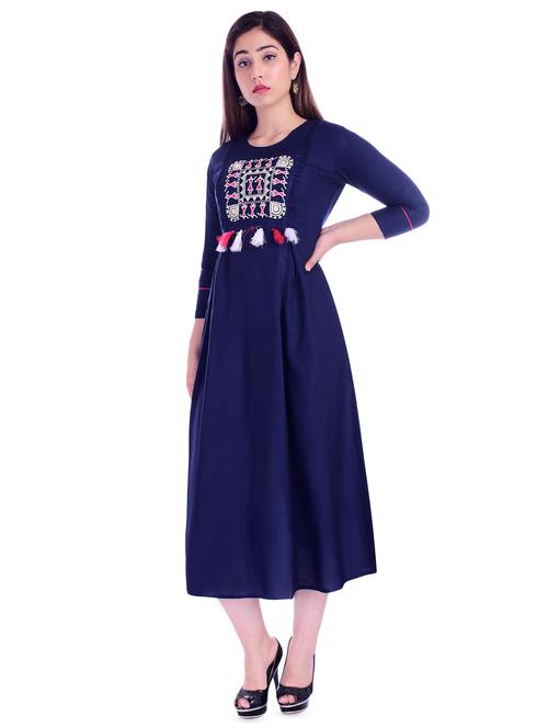 embroidered a-line ethnic dress - 16803976 - Very Small Image - 1