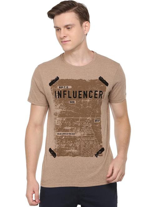 beige typographic chest print t-shirt - 16804195 - Very Small Image - 1