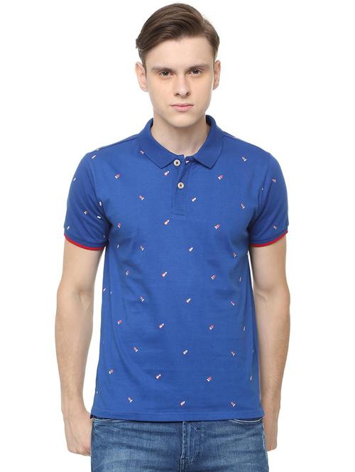 blue printed polo t-shirt - 16804199 - Very Small Image - 1