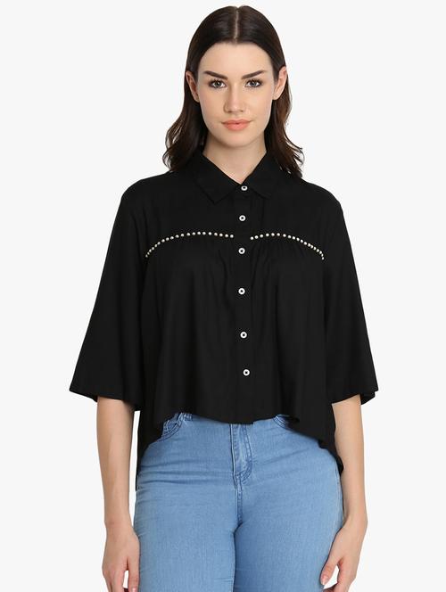 pearl embellished asymmetric shirt - 16804990 - Very Small Image - 1