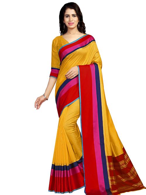 solid bordered saree with blouse - 16805221 - Very Small Image - 1
