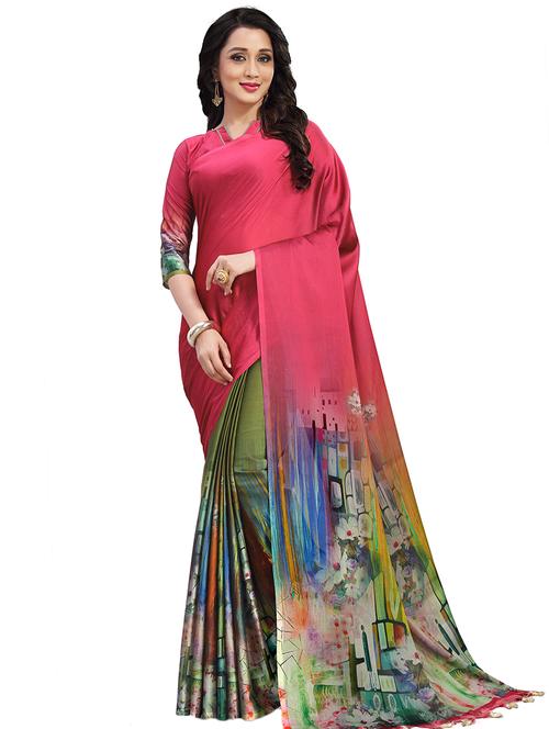 floral printed saree with blouse - 16805311 - Very Small Image - 1