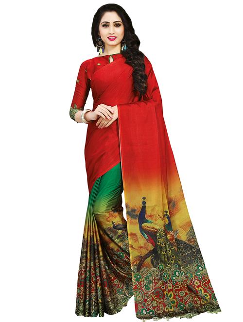 conversational printed saree with blouse - 16805329 - Very Small Image - 1