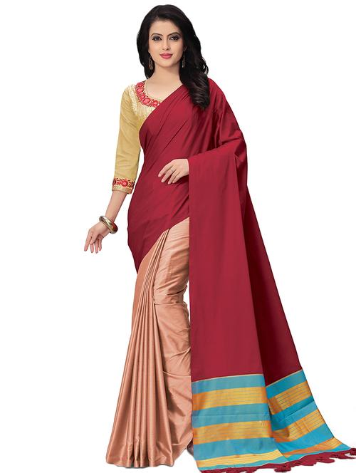 solid half and half saree with blouse - 16805420 - Very Small Image - 1