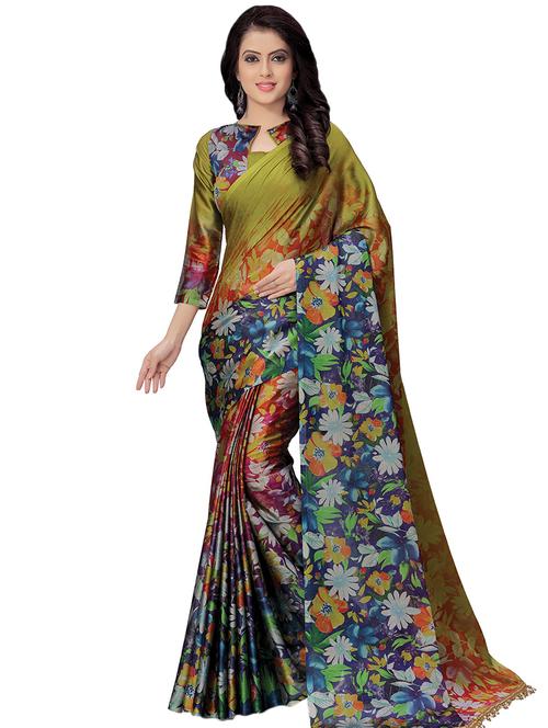 floral printed saree with blouse - 16805425 - Very Small Image - 1