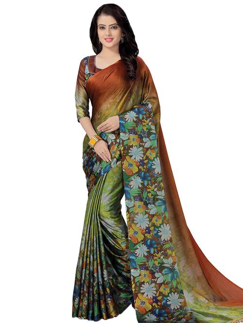 floral printed saree with blouse - 16805427 - Very Small Image - 1