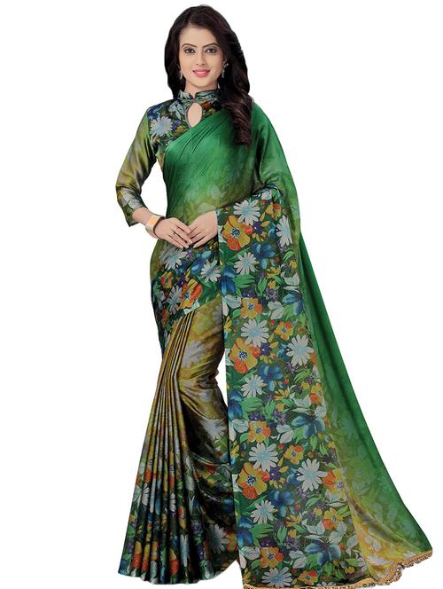 floral printed saree with blouse - 16805429 - Very Small Image - 1
