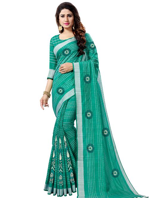 checkered embroidered saree with blouse - 16805431 - Very Small Image - 1