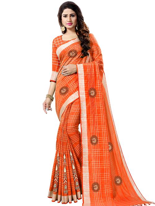 checkered embroidered saree with blouse - 16805432 - Very Small Image - 1