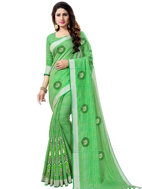 checkered embroidered saree with blouse - 16805434 - Very Small Image - 1
