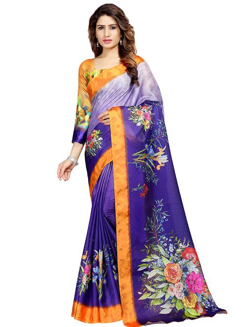 floral printed saree with blouse - 16805440 - Very Small Image - 1