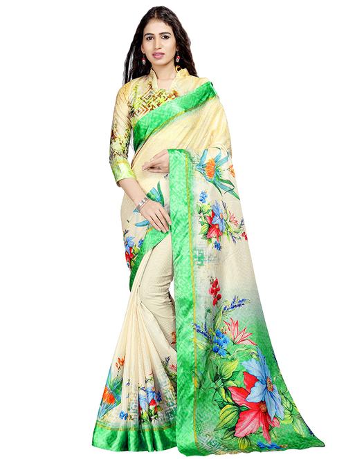 floral printed saree with blouse - 16805450 - Very Small Image - 1