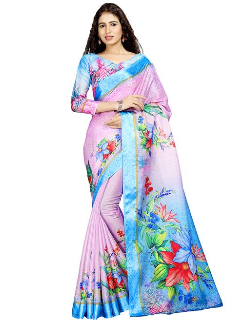 floral printed saree with blouse - 16805451 - Very Small Image - 1