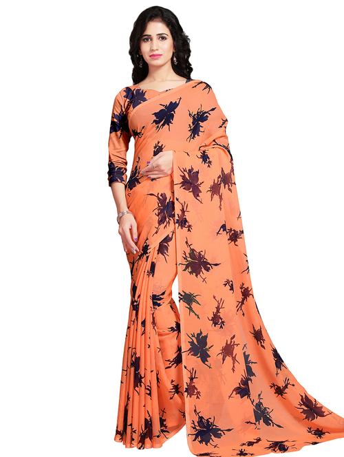 floral printed saree with blouse - 16805504 - Very Small Image - 1