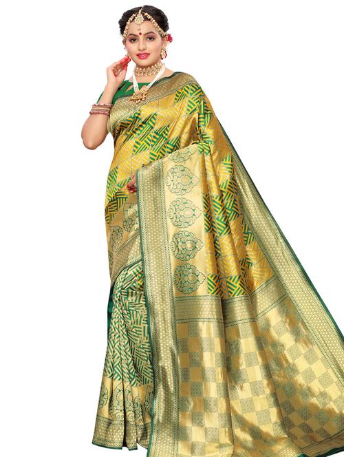 checkered kanjivaram saree with blouse - 16805507 - Very Small Image - 1