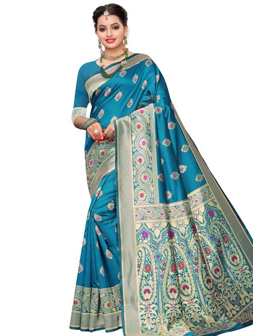 ethnic motif kanjivaram saree with blouse - 16805511 - Very Small Image - 1