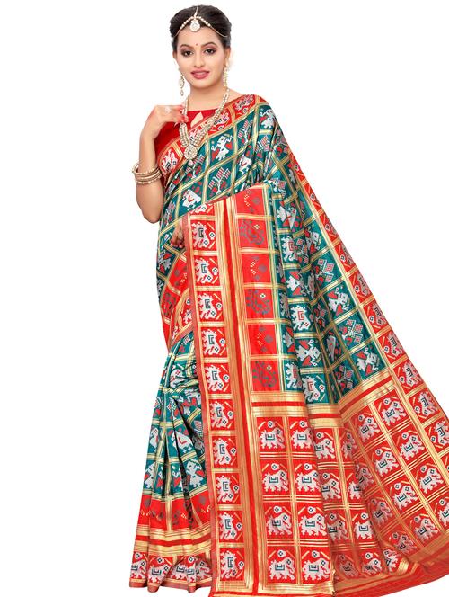 conversational patola saree with blouse - 16805522 - Very Small Image - 1