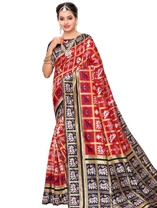 conversational patola saree with blouse - 16805523 - Very Small Image - 1