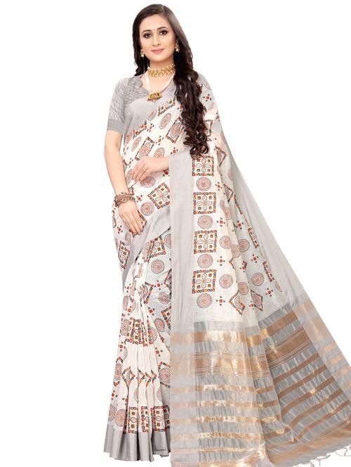 pastel printed saree with blouse - 16805581 - Very Small Image - 1