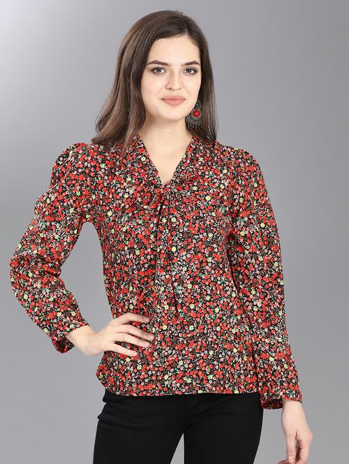 v neck floral top - 16807609 - Very Small Image - 1