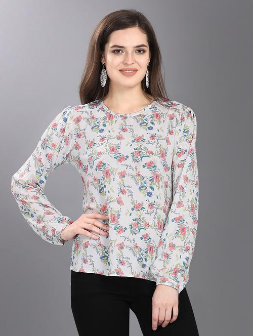 round neck floral top - 16807615 - Very Small Image - 1