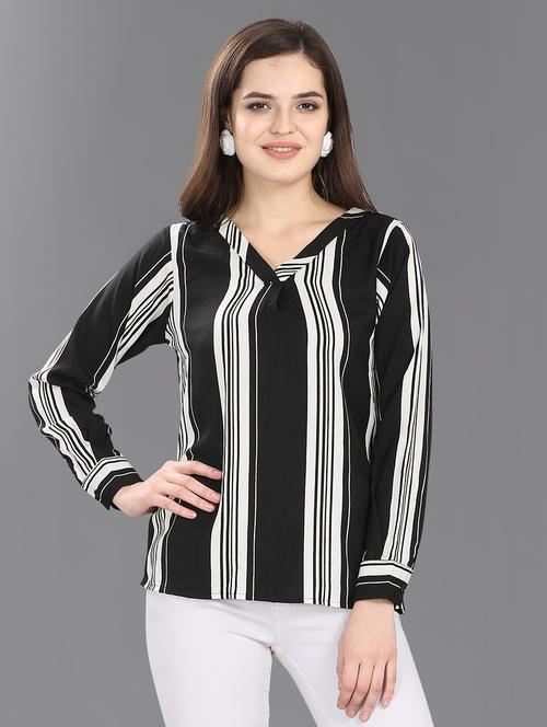 v-neck striped top - 16807616 - Very Small Image - 1