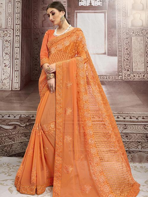 tonal embroidered saree with blouse - 16808113 - Very Small Image - 1