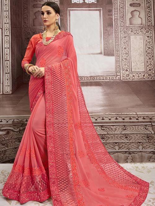 tonal embroidered saree with blouse - 16808115 - Very Small Image - 1
