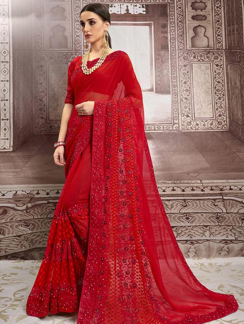 tonal embroidered saree with blouse - 16808120 - Very Small Image - 1