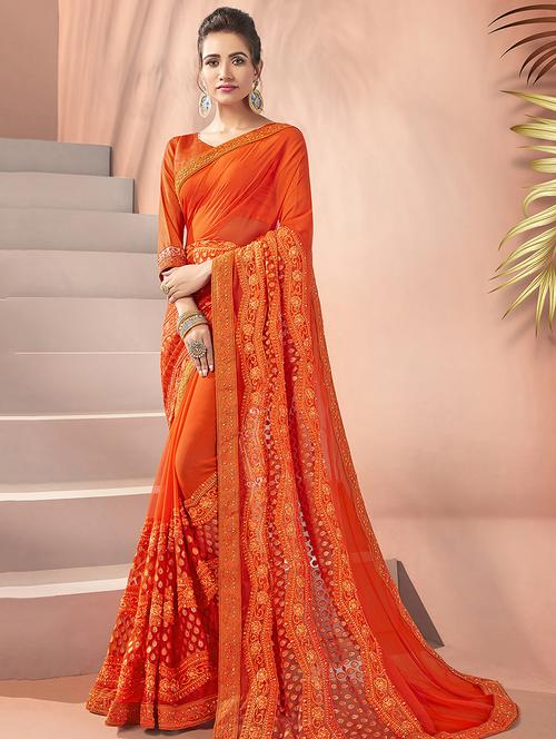 tonal embroidered saree with blouse - 16808127 - Very Small Image - 1