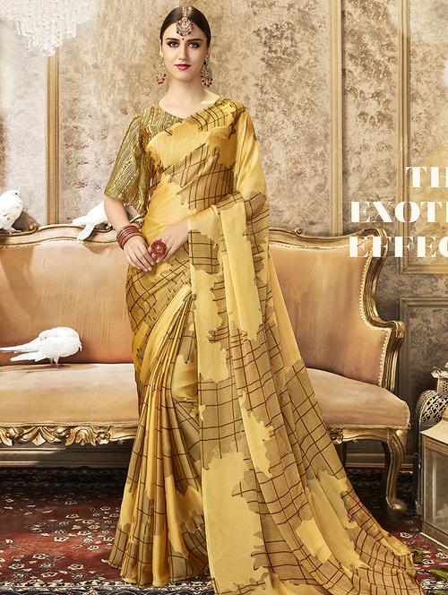 abstract printed saree with blouse - 16808144 - Very Small Image - 1