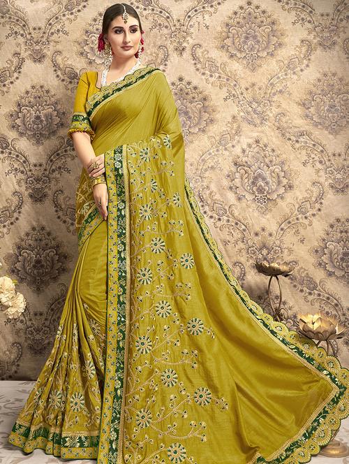 floral embroidered saree with blouse - 16808168 - Very Small Image - 1