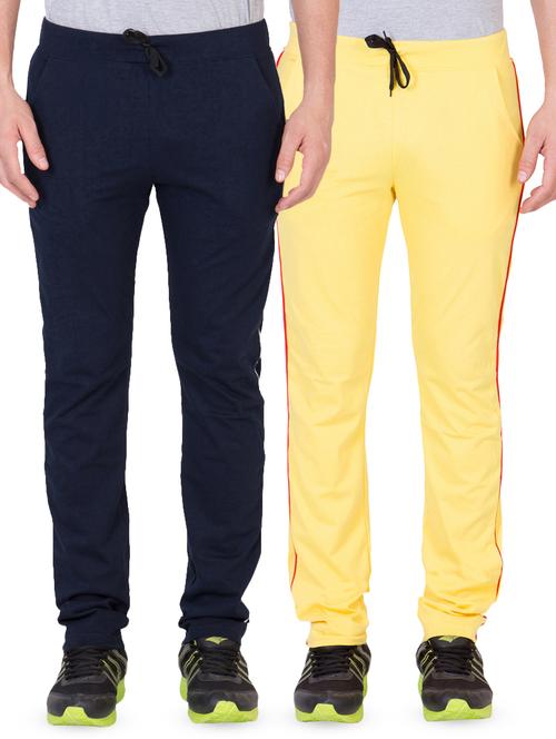 navy blue and yellow side striped full length track pant combo - 16808381 - Very Small Image - 1