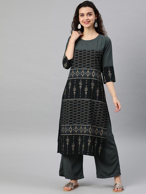 printed kurta palazzo set - 16808499 - Very Small Image - 1