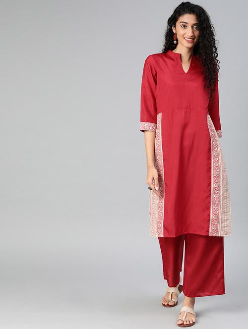 solid kurta palazzo set - 16808514 - Very Small Image - 1