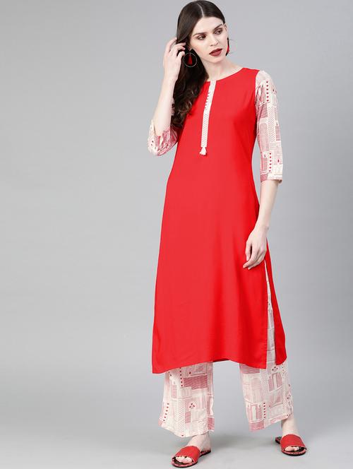 solid kurta palazzo set - 16808523 - Very Small Image - 1