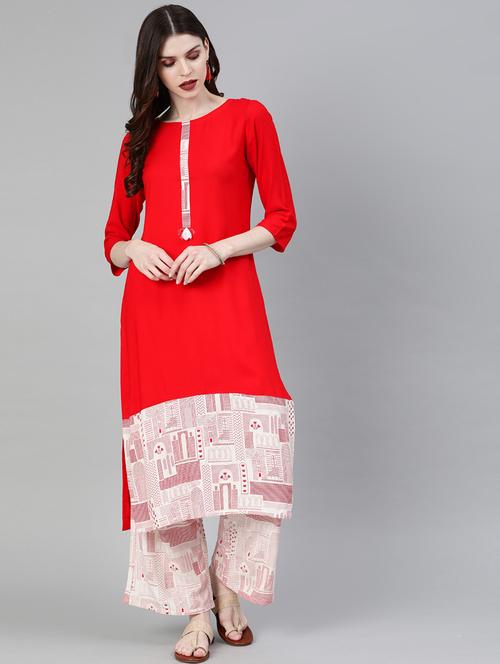 solid kurta palazzo set - 16808525 - Very Small Image - 1