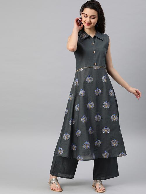 floral kurta palazzo set - 16808546 - Very Small Image - 1