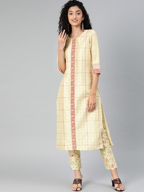 checkered kurta pant set - 16808554 - Very Small Image - 1