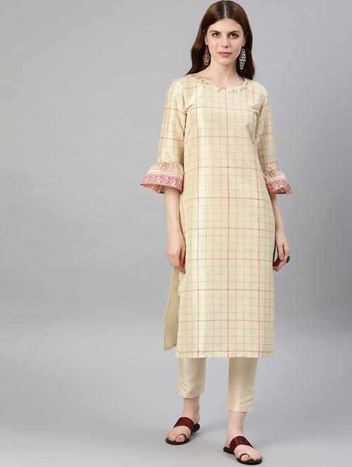 checkered kurta pant set - 16808556 - Very Small Image - 1
