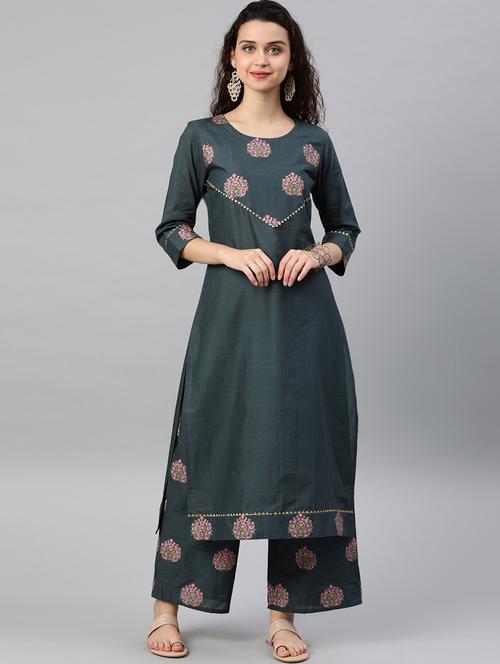 floral kurta palazzo set - 16808557 - Very Small Image - 1