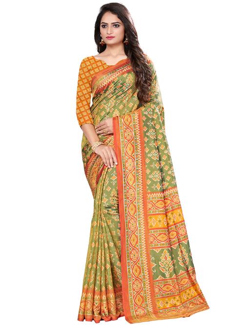 floral printed saree with blouse - 16809207 - Very Small Image - 1