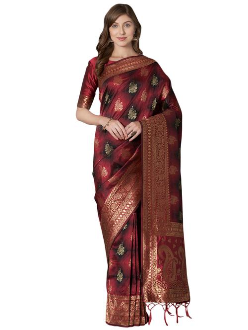 paisley bordered saree with blouse - 16809213 - Very Small Image - 1