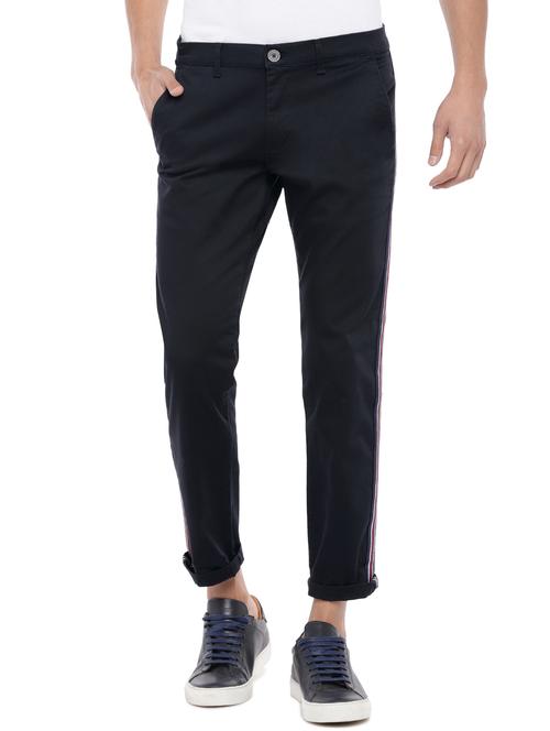 navy blue side striped chinos - 16809623 - Very Small Image - 1