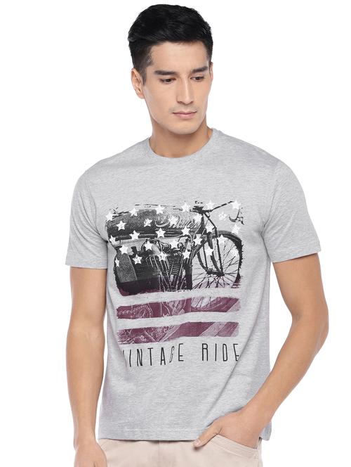 grey chest printed t-shirt - 16809662 - Very Small Image - 1