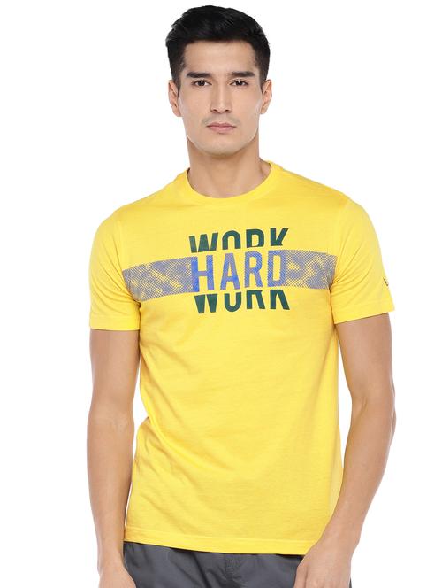 yellow typographic chest print t-shirt - 16809669 - Very Small Image - 1