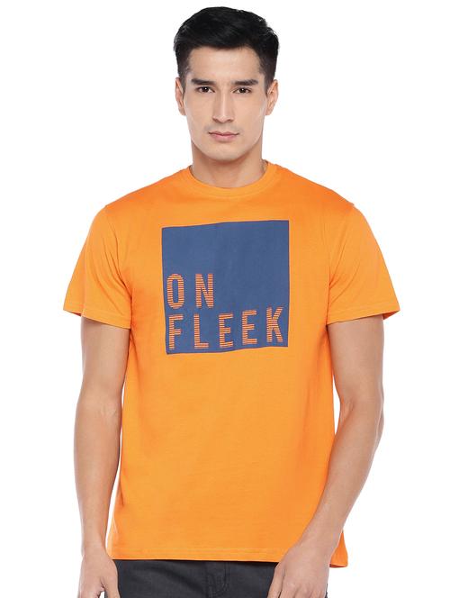 orange typographic chest print t-shirt - 16809699 - Very Small Image - 1