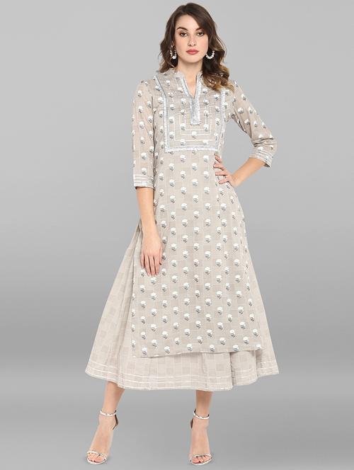 floral print layered kurta - 16809722 - Very Small Image - 1
